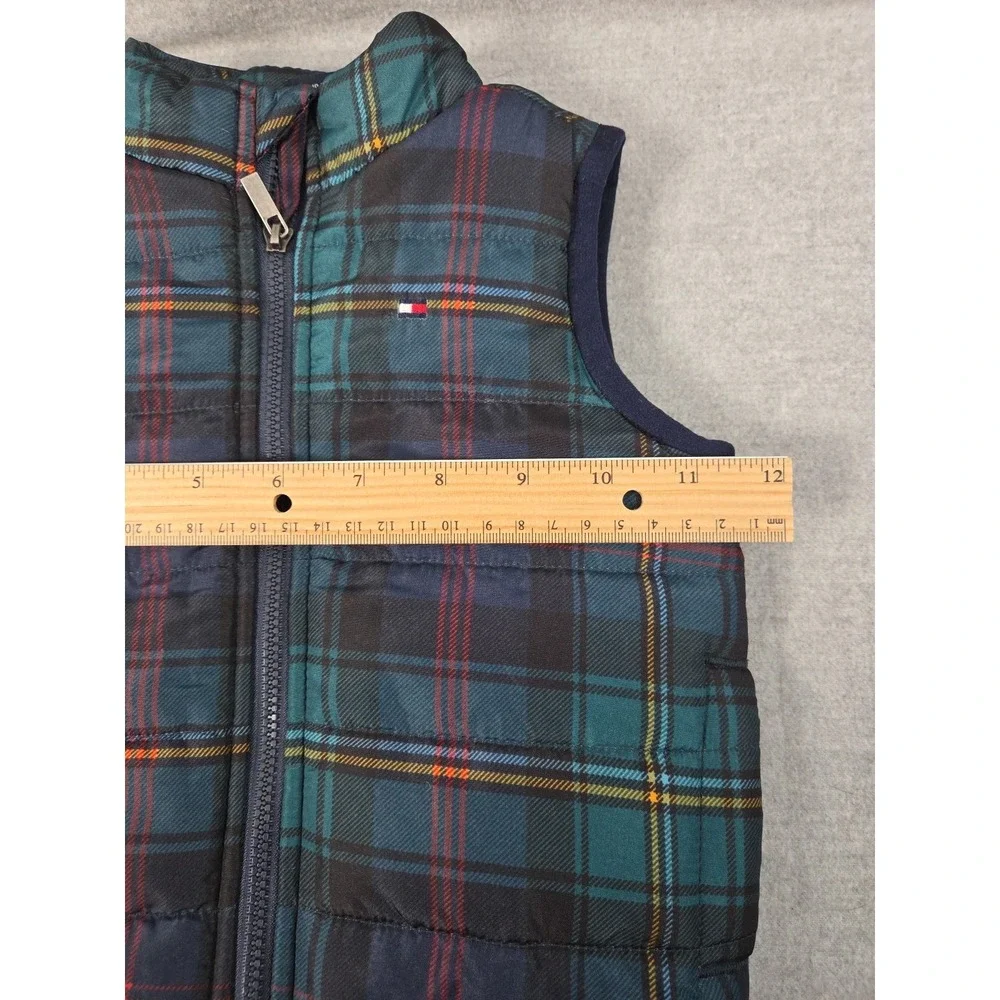 Tommy Hilfiger Baby Boy 3-6 Months Puffer Vest Quilted Plaid Preppy Zip‎ Up Logo